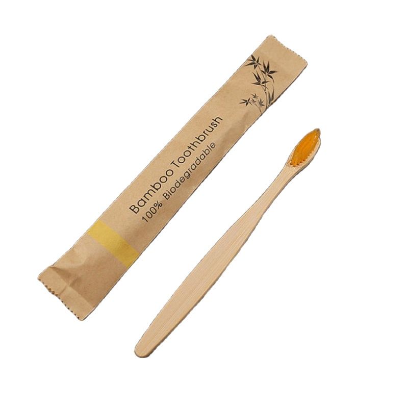 Cepillos de dientes de bambú reutilizables para adultos, cepillo dental suave de madera portátil, respetuoso con el medio ambiente, para viaje en casa, para Hotel, 100 Uds.: 100pcs yellow