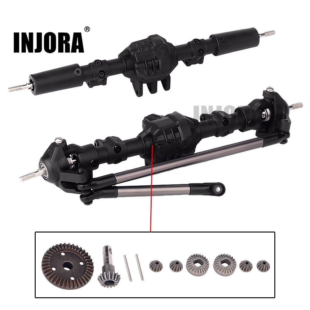 INJORA 1:10 RC orugas eje diferencial completo para Axial SCX10 II 90046 90047 RC Car Upgrade partes: Front and Rear
