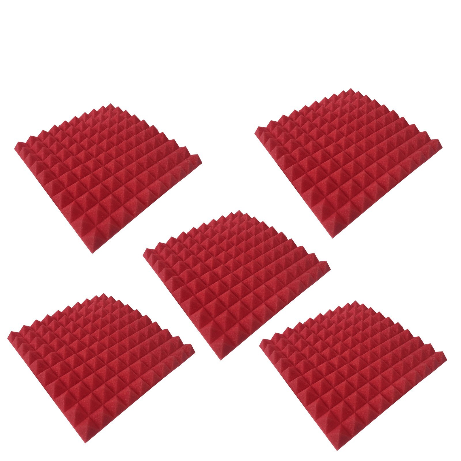 5pc Home Scene Layout, Sound-absorbing Foam Wall, Indoor Sound-absorbing Soundproofing Foam Sound-absorbing Noise Sponge#g30: Red