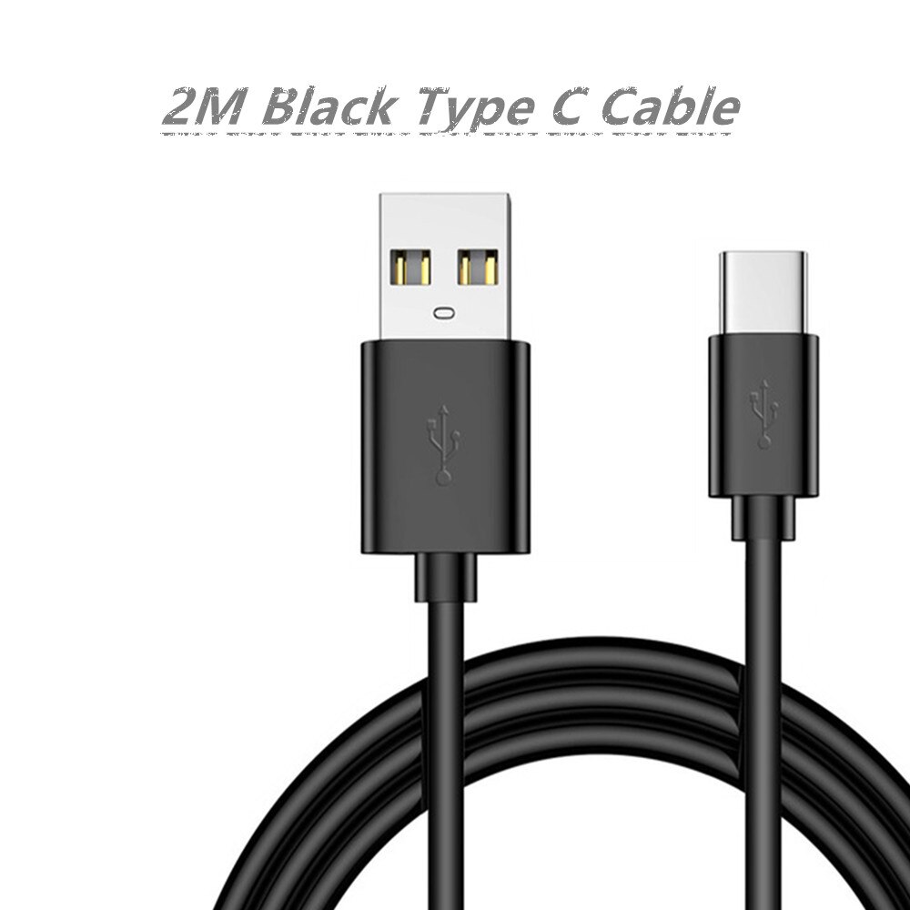 Adaptador de carregador usb para xiaomi redmi k20 k30 8a nota 8 9pro huawei p20pro p30 p40 mate 30 samsung a01 m21 31 usb tipo c cabo: 2M Black TC Cable