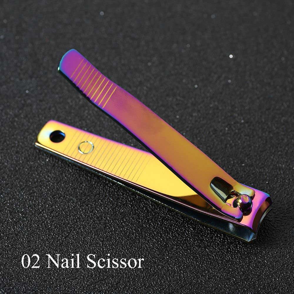 1 stk regnbue-negler i rustfritt stål nipper cuticle clipper død hudfjerner saks manikyr pedikyr nail art pleieverktøy: Default Title