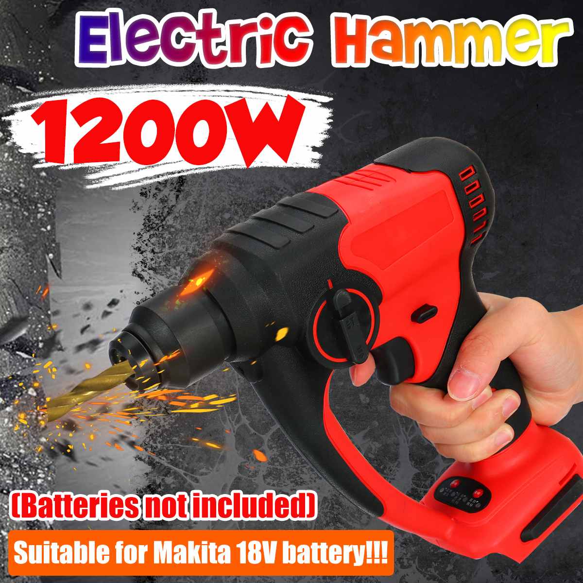 24V Rechargeable Brushless Cordless Rotary Hammer Drill Electric Demolition Hammer Power Impact Drill Adapted For Makita Battery
