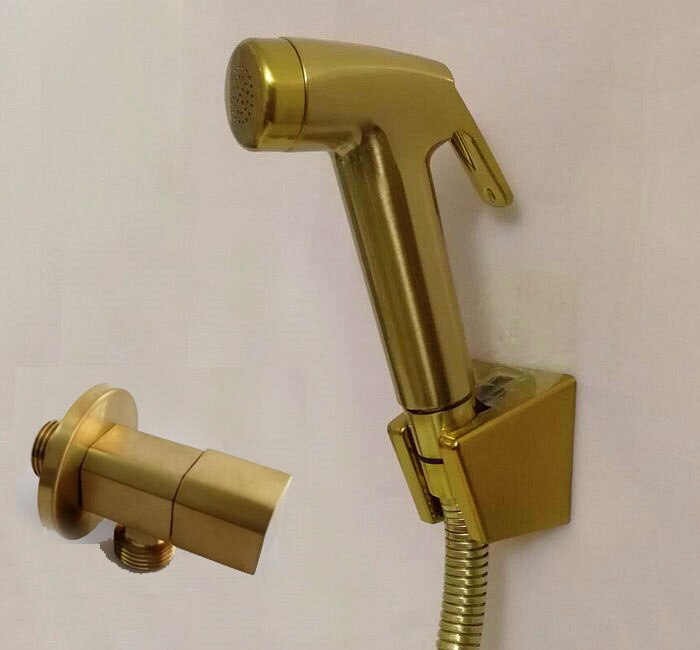 Abs Geborsteld Goud Bidet Badkamer Handdouche Bidet Wc Spuit Hygiënische Douche Bidet Tap Wall Mount Bidet Kraan BG809: set b