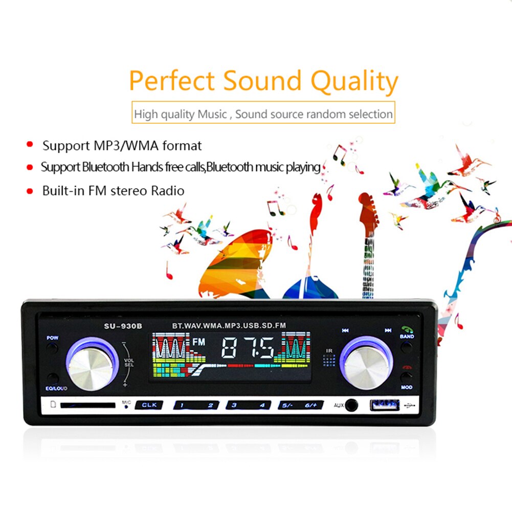 MP3 Player FM Radio BT AUX-in U Disk 1 DIN In Dash Head Unit SU-930B Car Stereo Outdoor Personal Car Parts Decoration