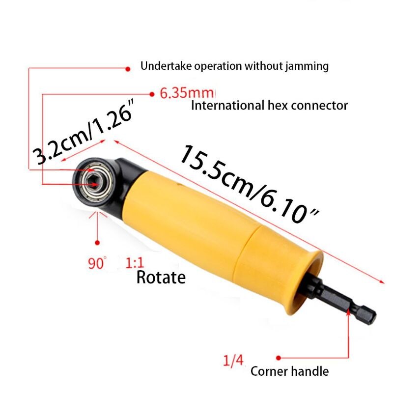 90 Degree Right Angle Drill Chuck Universal Bit Driver Corner Electric Power Cordless Adapter Screwdriver