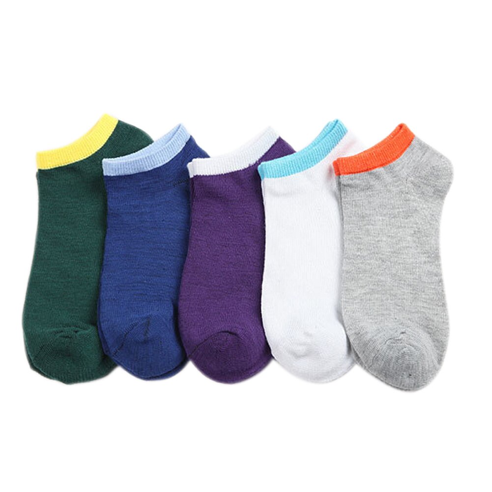 5 Pairs Spring Summer Men Socks Comfortable And Breathable Splice Color Non-slip Ankle Low Cut Sock FK88