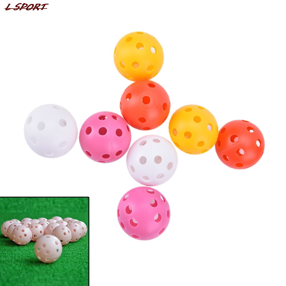 Random Colors Plastic Golf Balls Airflow Hollow Golf Practice Training Sports Balls 20Pcs