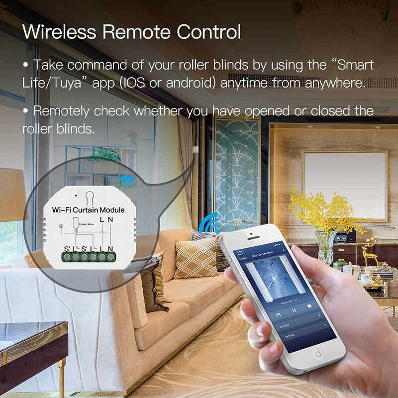 WiFi Curtain Switch Mini Smart Curtain Switch Module Roller Shutter Motor APP Remote Control Work with Alexa Google Home