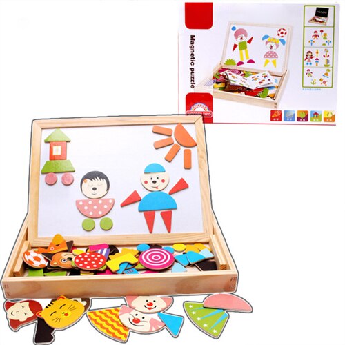 Wooden Toys Magnetic 3D Puzzle for Kids Children Puzzle Toy Wooden Educational Toys Figure/Animals /Circus with Drawing Board: WJ3550G