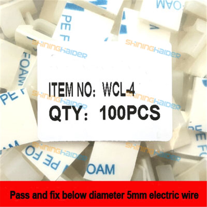 White black color Fixed wire clip retainer black/white thread clip holder for sticky wire base: 100PCS WHITE WCL-4