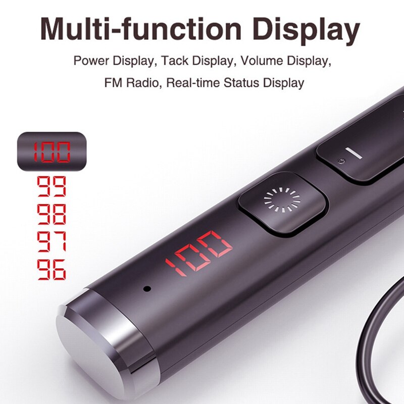 Wireless Bluetooth 5.0 Headphones FM Radio Headphones Neck Headphones Stereo Hi-Fi Headphones with Microphone