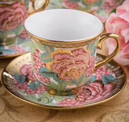 European Afternoon tea cups set,Ceramic Coffee Mug Porcelain Suit Include 1 Cup 1 saucer Chinese Tea set coffee cup: Black