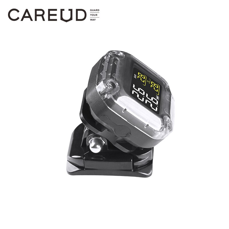 CAREUD Motorcycle Wireless TPMS Tire Pressure Monitoring System Digital LCD with Two External/Internal Sensors Easy to install