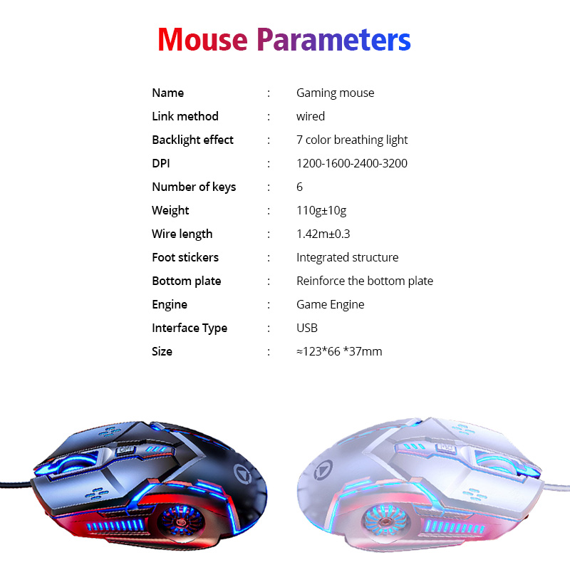 Gamer Gaming Mouse 6D 3200DPI Luminous Adjustable USB Computer Mice LED Silent Mouse For Laptop PC Mechanical 4 High Speed Mice