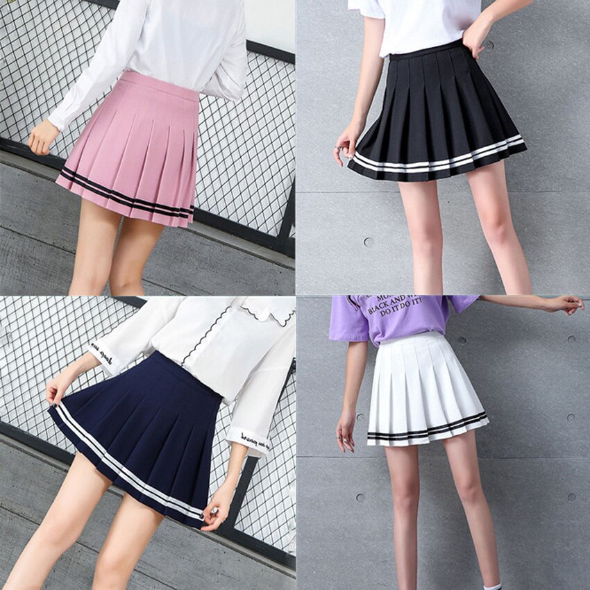 Tracksuit Tennis Skirt Women Elastic High Waist Japanese Style Cosplay JK Uniforms Baseball Skirt with Inner Shorts Sportswear