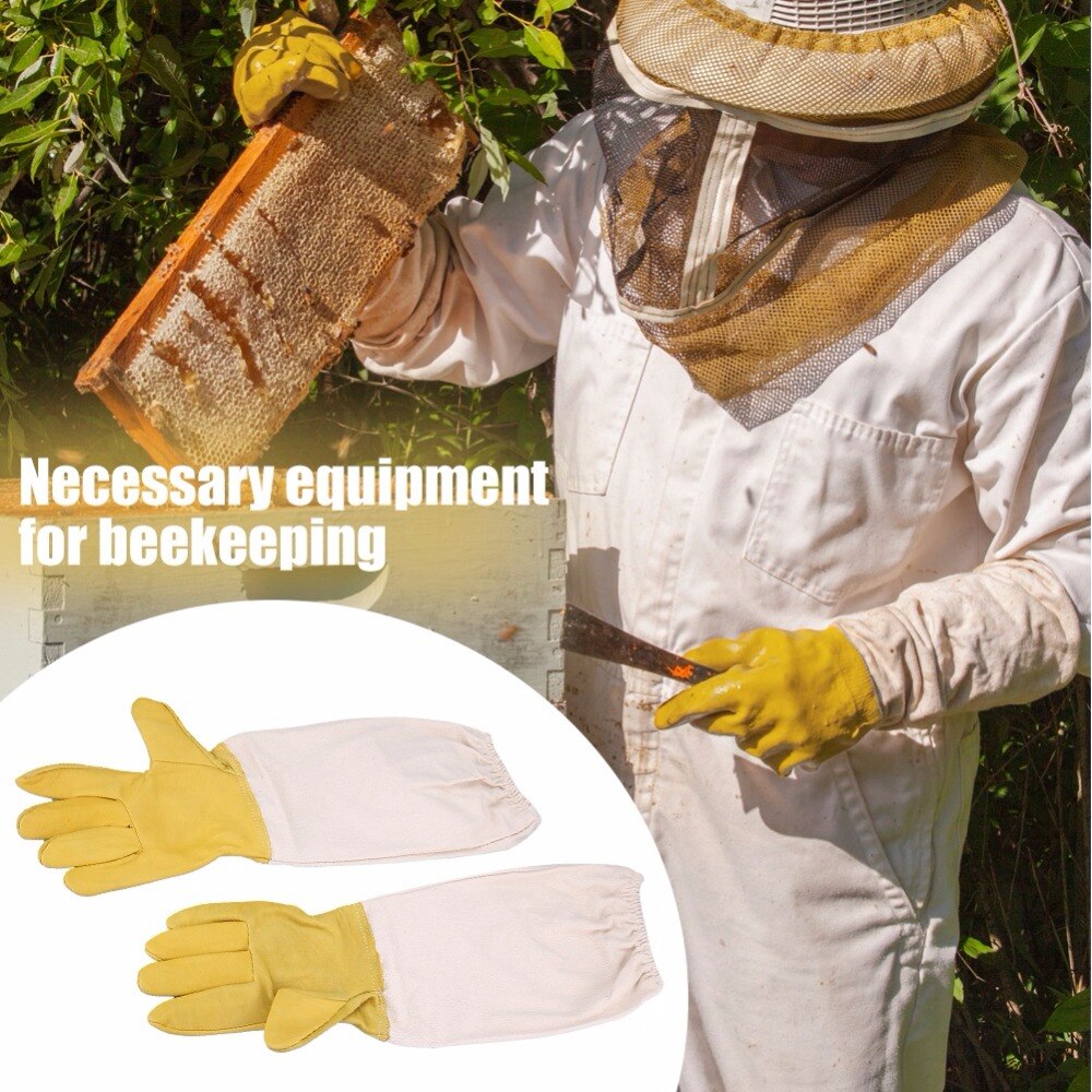 Par beskyttende lange ærmer elastiske biavlhandsker perfekte til begyndere biavlere