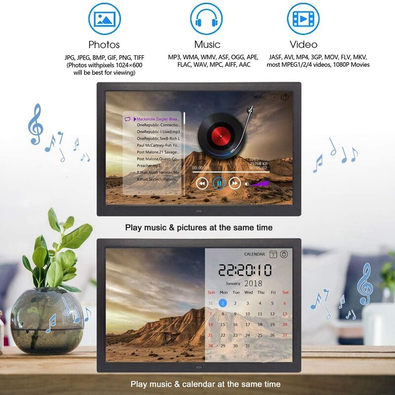 Digital billedramme , 12 tommer digital fotoramme med trådløs fjernbetjening, support sd-kort / usb eu-stik