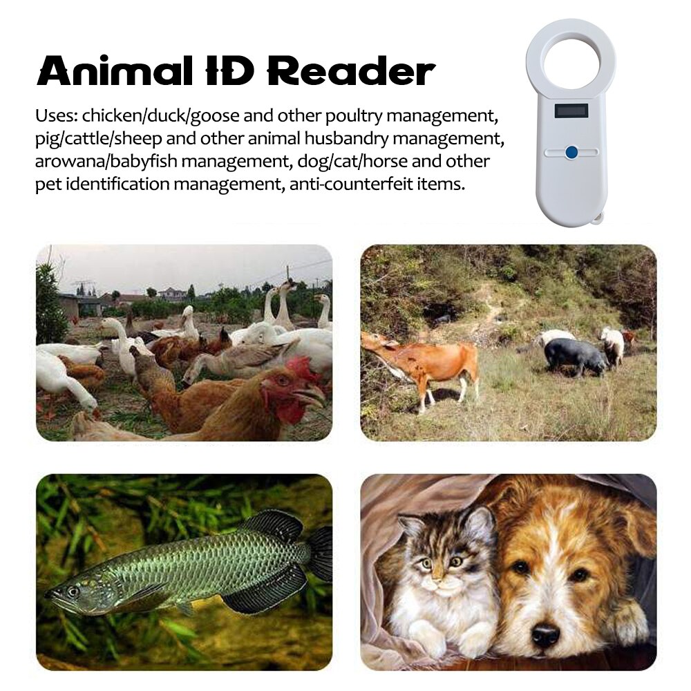 Til hund kat hest følsom digital pet scanner iso 11784/5 animal pet id reader chip transponder usb håndholdt mikrochip scanner
