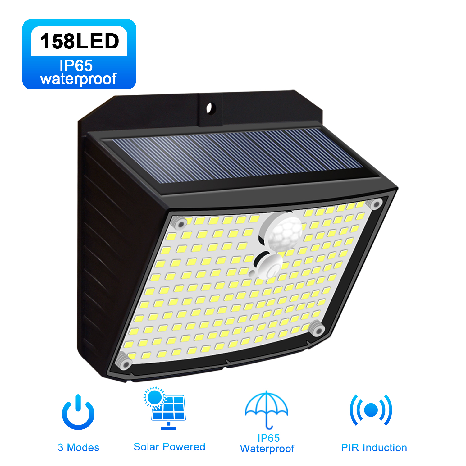 Zonne-verlichting buiten 158 LED zonne-wandlamp waterdichte draadloze bewegingssensor beveiliging 3 modi tuinhek tuin dek garage
