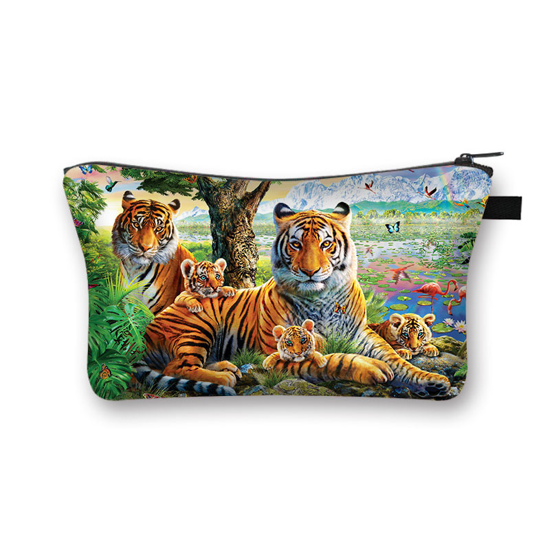 Biały nadruk tygrysa kosmetyczka moda kosmetyczka kosmetyczka torebka na suwak Organizer podróżna kosmetyczka kosmetyczka dziewczyny Mini torebka: shzbtiger12