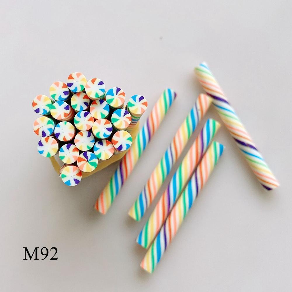 5Pcs 5Mm Leuke Rainbow Candy Cane Fancy Nail Art Polymer Clay Cane Nail Art Decoratie M92
