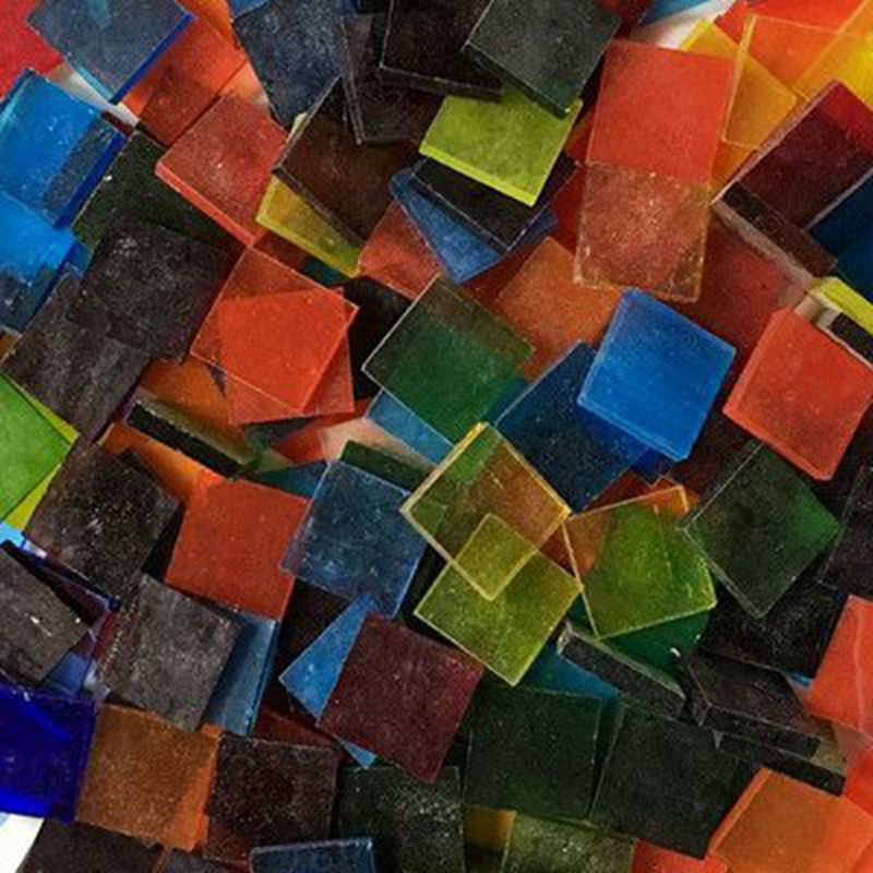 50 stk diy flerfarvet mosaik indlæg fliser væg håndlavede materialer glas glimmer stykke almindeligt collage håndværk 1.5cm zxy 9847: Gennemsigtig blandet