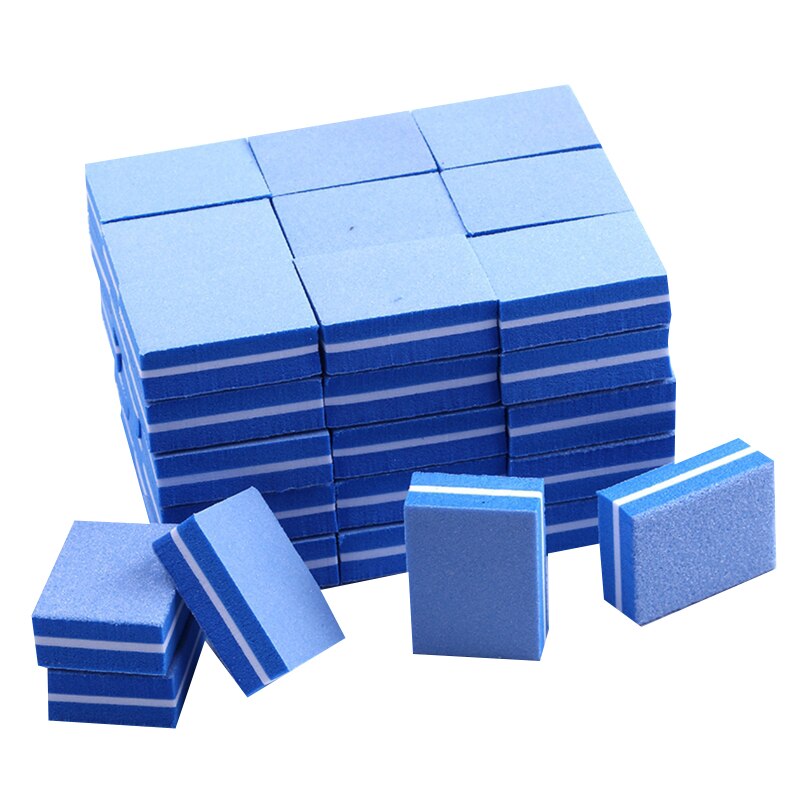 50pcs/packDouble-sided Mini Nail Buffer Blocks Colorful Sponge For Toe Polish Sanding File Strips Polishing Manicure Tools: B000