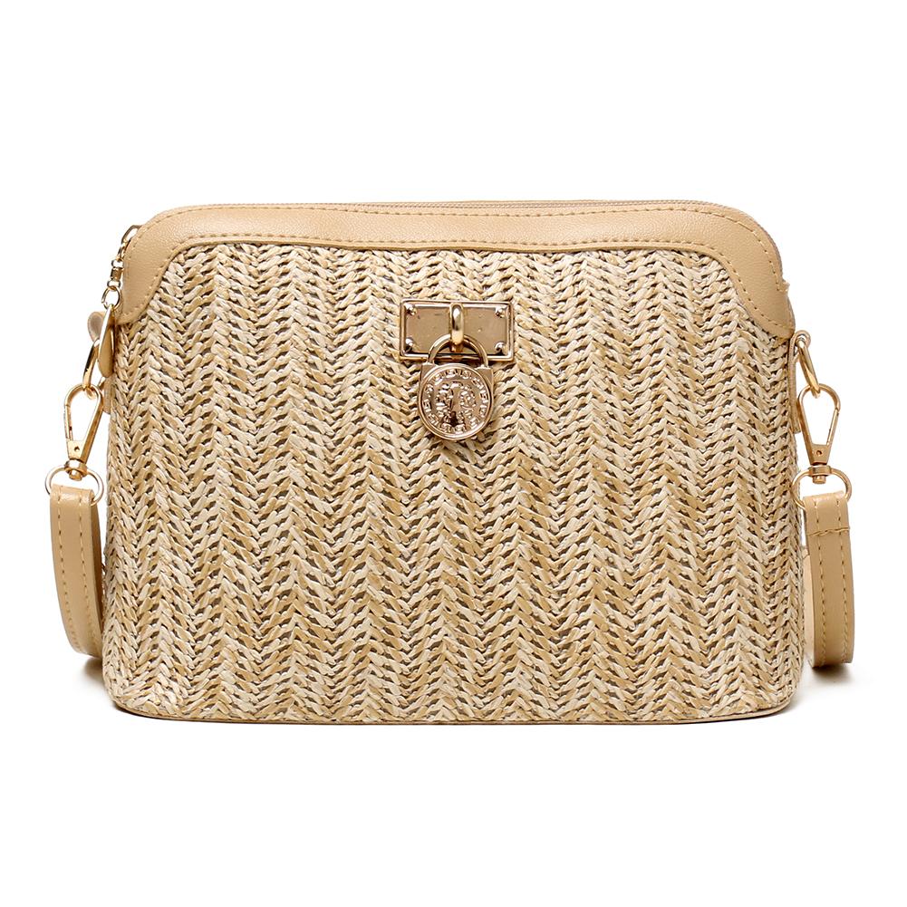 Zomer Stro Crossbody Tassen Voor Vrouwen Handgemaakte Geweven Pu Lederen Boho Bag Vrouwelijke Zomer Strand Bohemen Schoudertassen: Light Brown