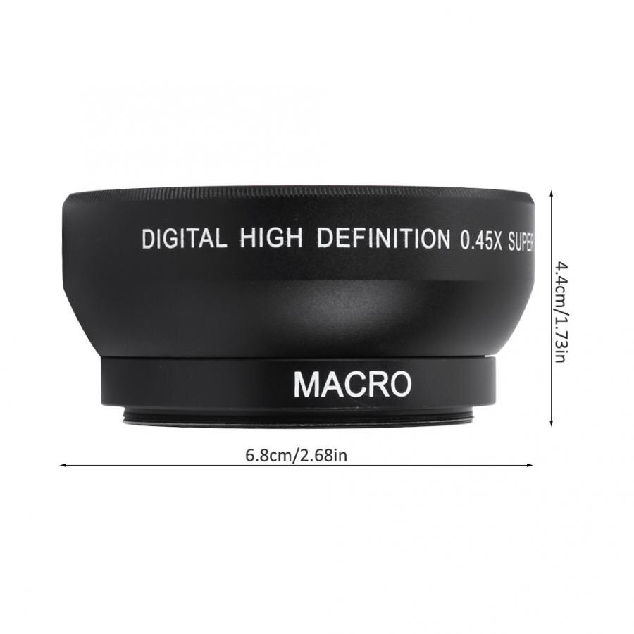 0.45X 49mm Magnification High Definition Wide Angle Lens With Macro for 49mm Mount Camera Lens Accessory