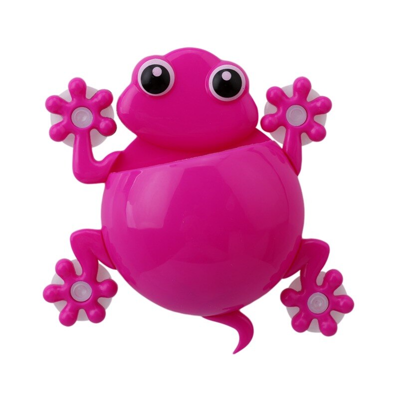 1 Unidad de Soporte de cepillo de dientes de silicona Animal rana para niños, conjunto familiar, colgador de pared para baño, herramienta de almacenamiento de succión: Rose