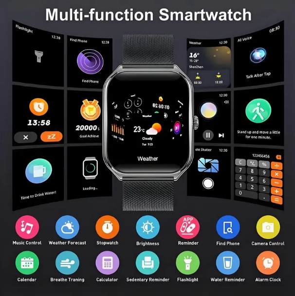 2025 Nuovo 1.96 "Utral Sottile Curvo Schermo Amoled Orologi Intelligenti BT Chiamata Uomo Donna IP68 Impermeabile Monitoraggio della saluto del Sonno Smartwatch