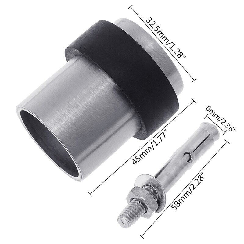 Door Stopper Stainless Steel Floor Mounted Fixed Door Rubber Stops Home Supplies