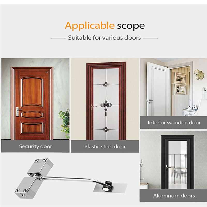 Stainless Steel Automatic Mounted Spring Door Closer Adjustable Surface Home Improvement Door Hardware Tools For Close The Door