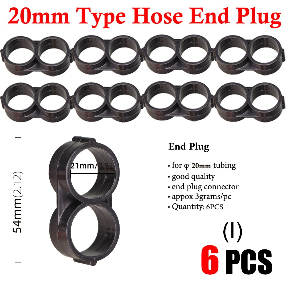 Garden Irrigation 16 20 25mm Tubing Barbed Connector Fitting Tee Elbow Couplings End Plug Shut Off Micro Drip Hose Adapter: IX6PCS