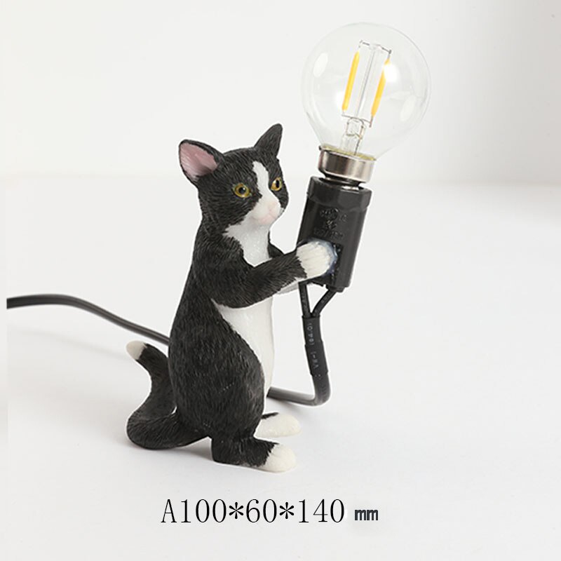 Harpiks kat lampe sort hvid bordlampe home deco bordlampe studie ved siden af lampe levende lampe bordlamper seng lampe kat bordlamper: Sort a