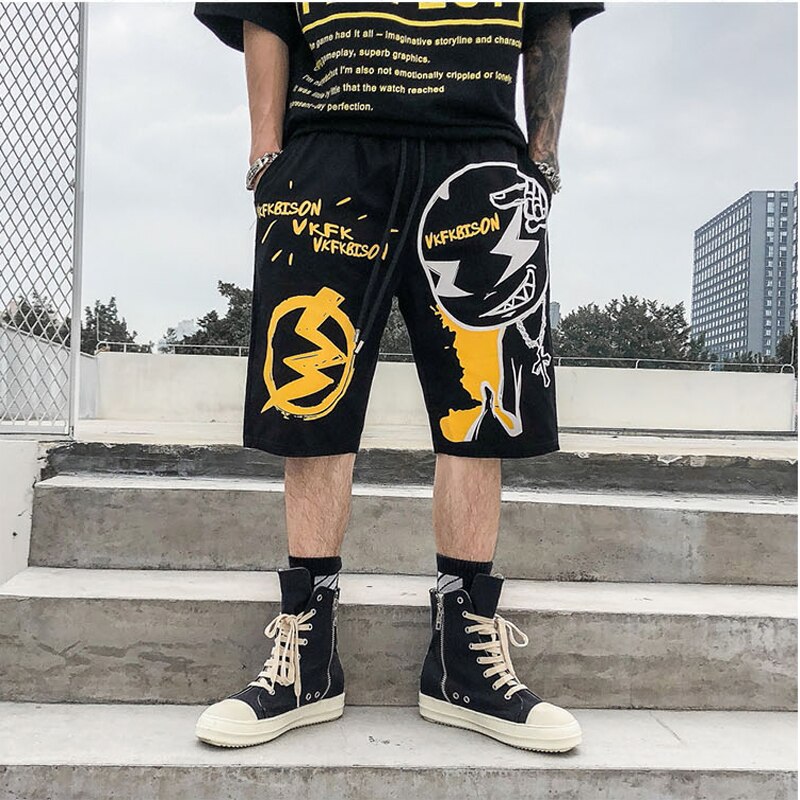 Zomer Hip Hop Losse Shorts Mannen Vijf Broek Broek Harajuku Paar Mode