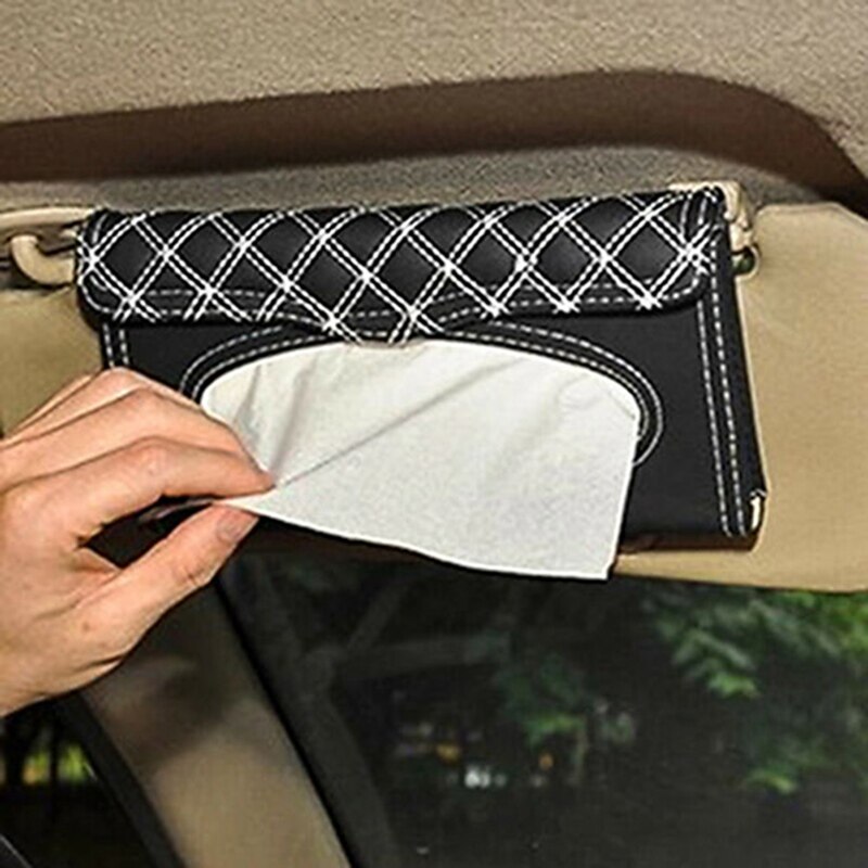 Auto Zonneklep Tissue Box Houder PU Leather Tissue Papier Doos Cover Case Auto Organizer Accessoires