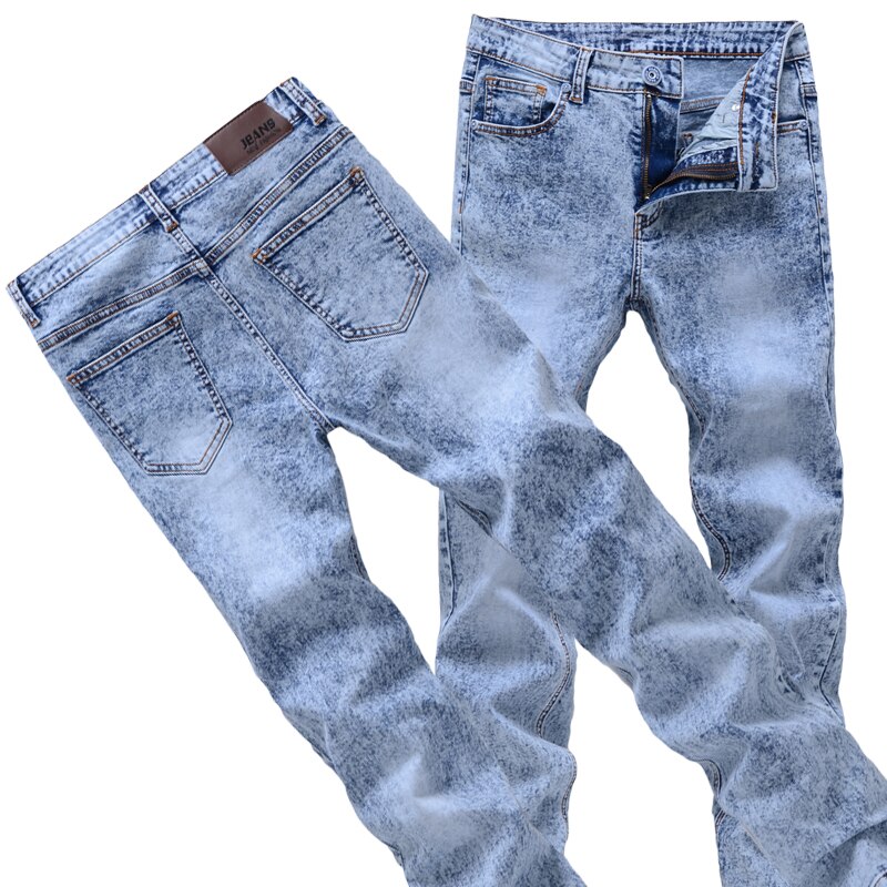Heren skinny jeans grijs/blauwe spijkerbroek heren potloodbroek slim jeans heren skinny lange jeans