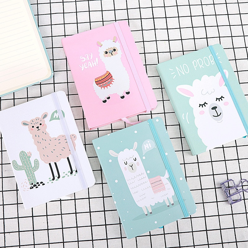A7 bleu clair belle bande dessinée bébé alpaga cahier quotidien pour enfants bloc-notes mignon papeterie bureau fournitures scolaires