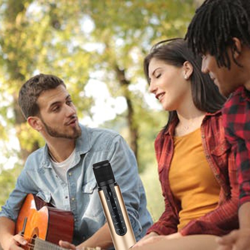 Wireless Microphone Mobile Phone Sound Card Live Dynamic Coil Sound Change o Microphone Integrated Microphone Golden