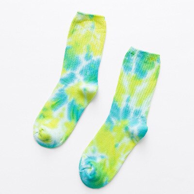 Short Socks Men Women Tie Dye Socks Colorful Cool Crew Socks Funny Hipster Skatebord Ankle Female Sox: Yellow