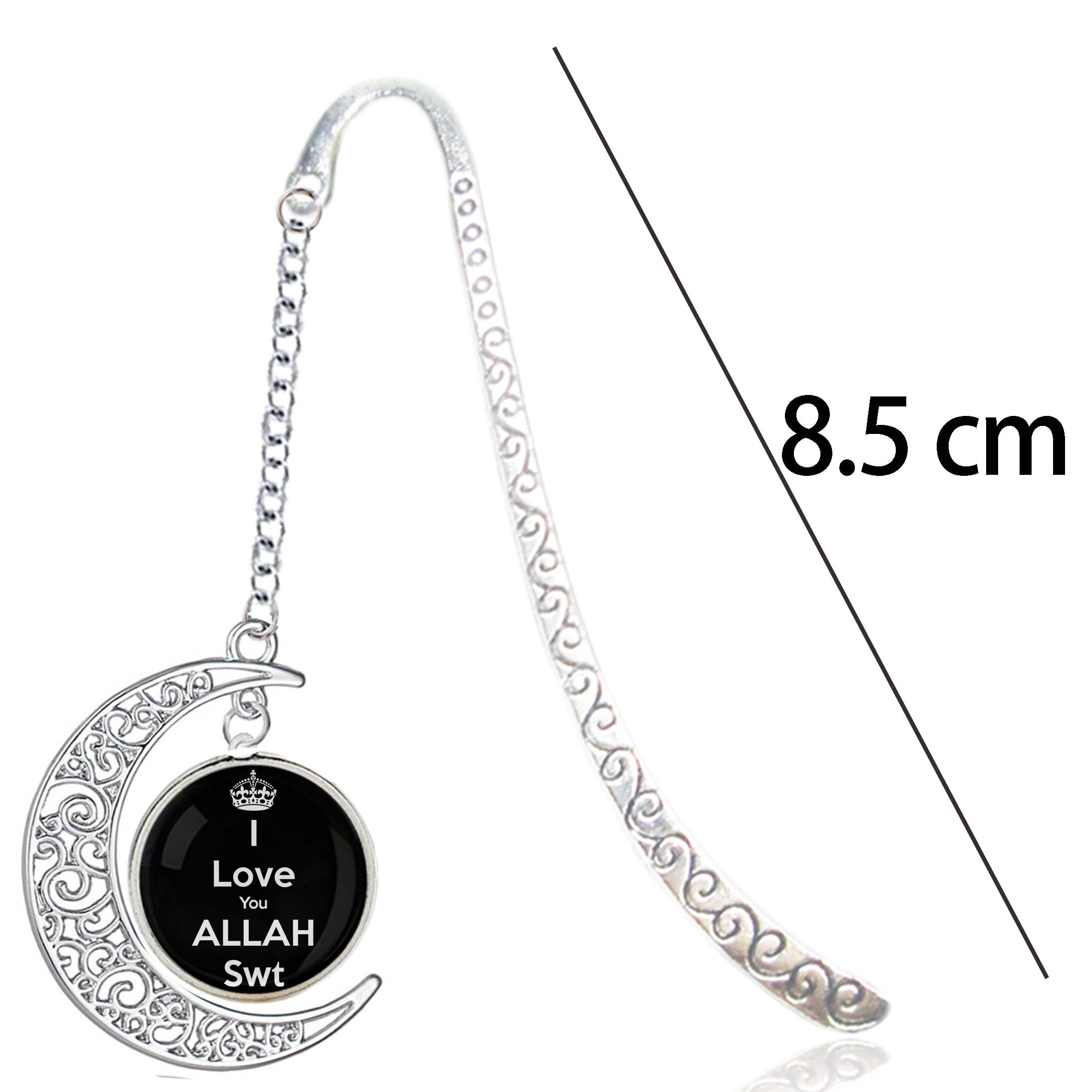 Ik Liefde Allah Moslim Symbool Zilver Allah Half Moon Hanger Koran Muhammad Akbar Libië Metalen Bladwijzers Voor Reading Notebook Boek: 5