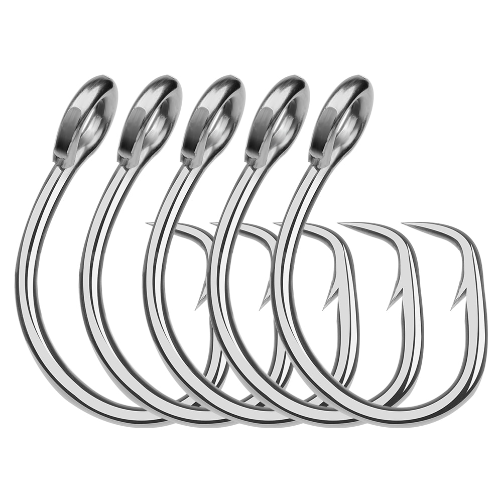 5pc Saltwater Ocean Boat Fishing Hooks Circle Hook 11/0#-16/0# Anticorrosion Stainless Steel Tuna Shark Fishhook