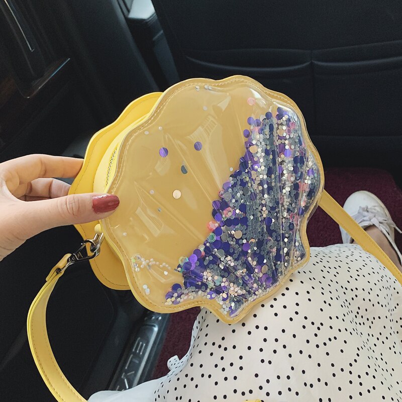 Vloeiende pailletten schelpvorm casual meisjes schoudertas tote crossbody tas dames buidel handtas dagelijkse clutch tas