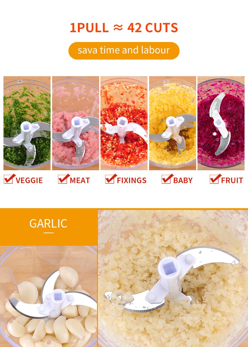 Handleiding Voedsel Chopper Voor Groente Fruit Noten Uien Chopper Hand Pull Vleesmolen Mixer Keukenmachine Keuken Tool