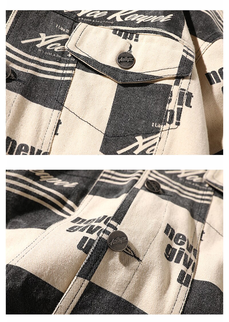 Rhymonster volledig bedrukte patchwork denim jassen hiphop multi-pocket jas heren herfst losse high street outfits