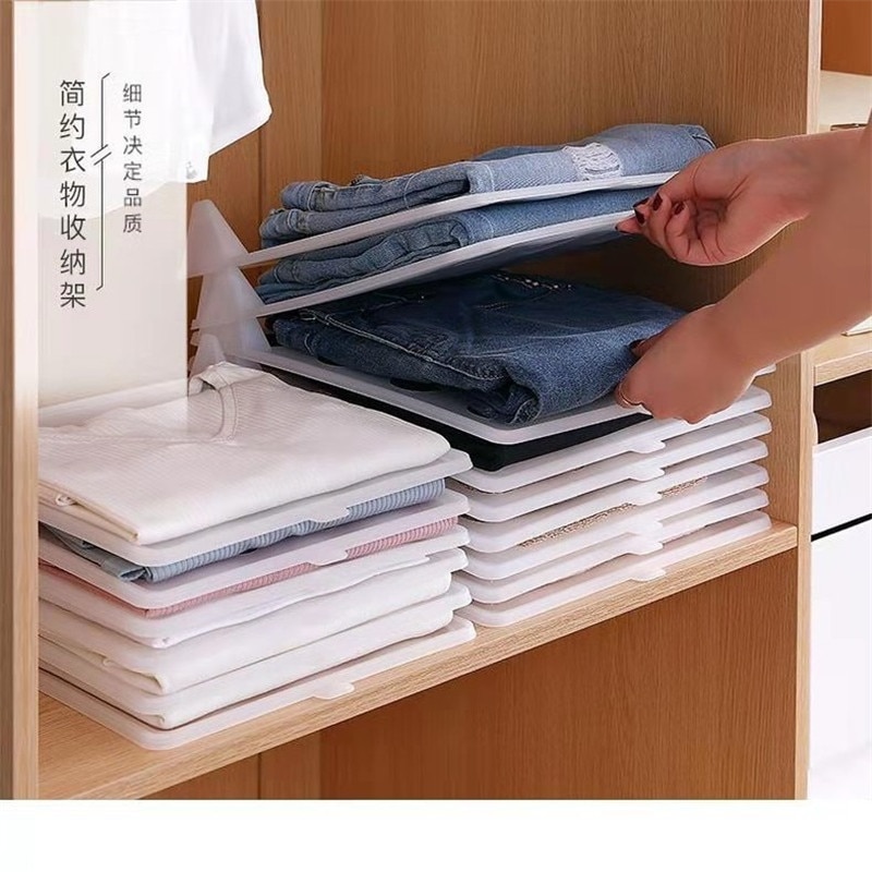 Magical Folding Stacking Board Lazy Life Plastic Space Saving Home Wardrobe Storage Rack Space Separation Tools