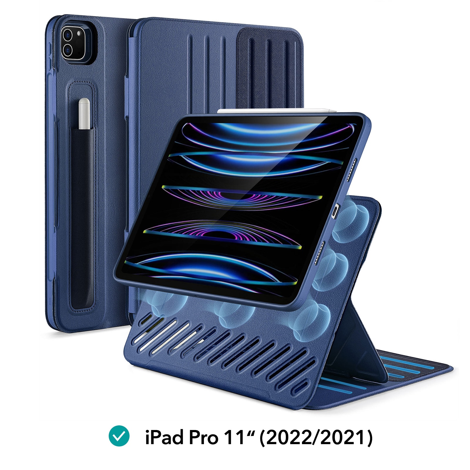 ESR for iPad Pro 11/12.9 Shift Magnetic Case for iPad Air 5/4 Ultra-Stable Stand Case Funda Back Cover for iPad 10th: 6 / Blue
