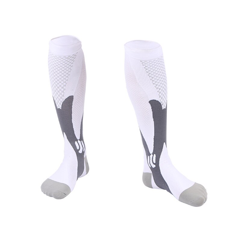 Meias sports elastic compression outdoor cycling male and female: White / L/XL