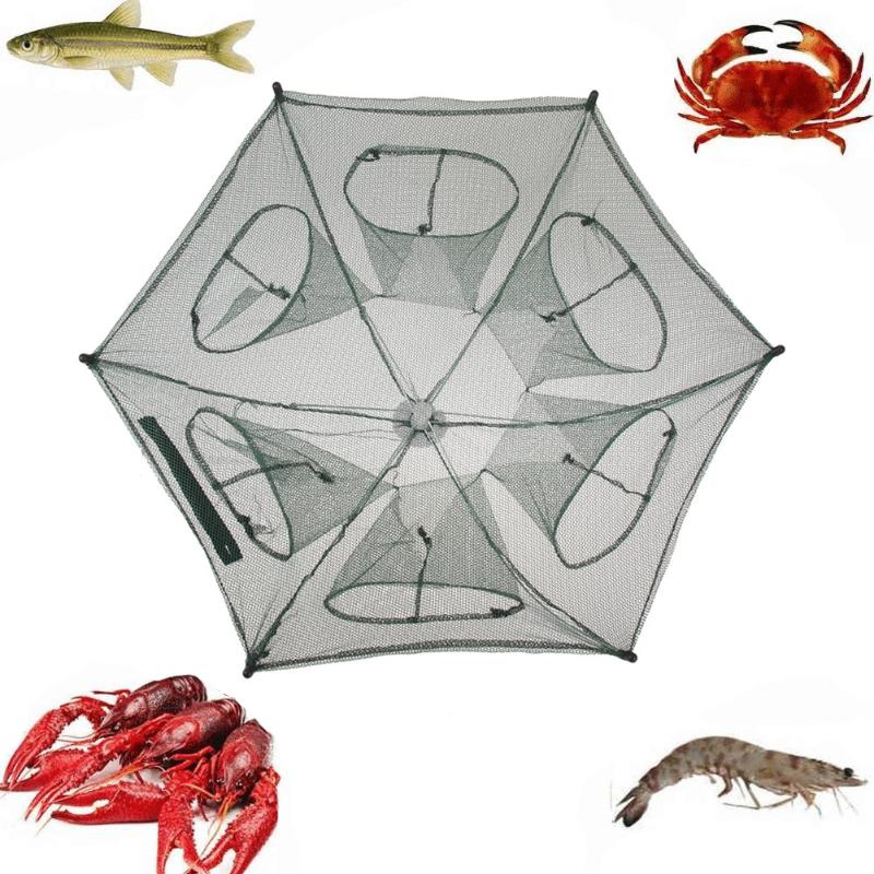 6 Holes Fishing Net Folding Hexagon Fish Network Casting Nets Crayfish Shrimp Catcher Tank Trap China Cages Mesh Cheap